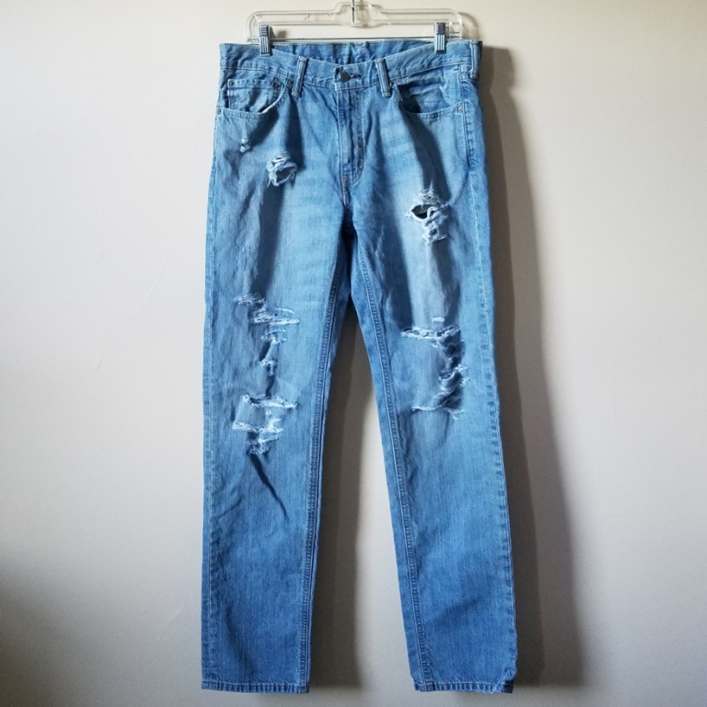 Levi's 541 Tapered Fit Ripped Distressed Destroyed Mens 32X34 Blue Jeans